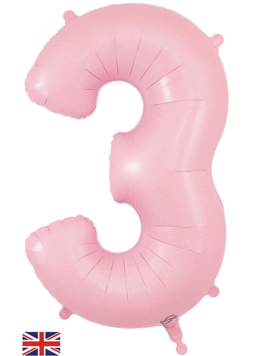 Number 3 Light Pink Foil Balloon