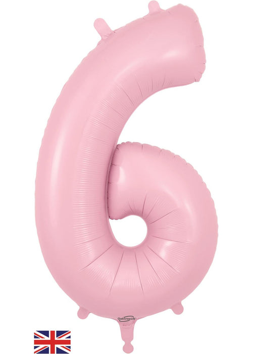 Number 6 Light Pink Foil Balloon