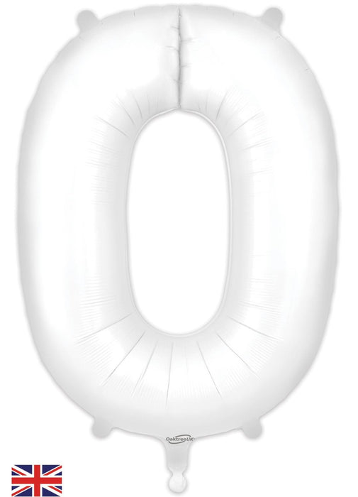 Number 0 White Foil Balloon