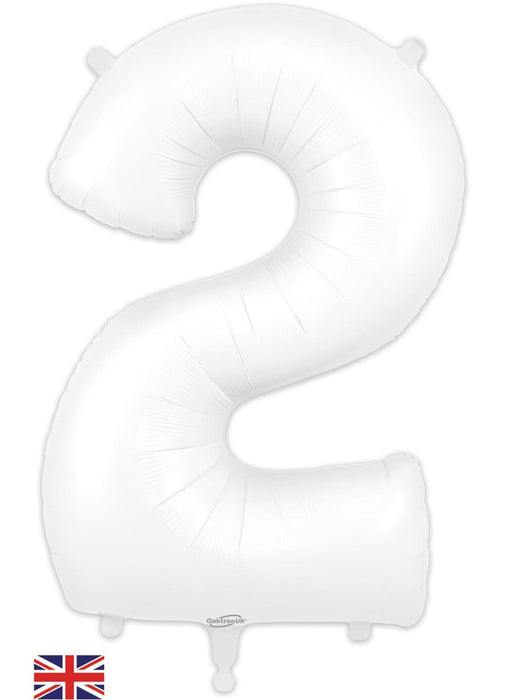 Number 2 White Foil Balloon