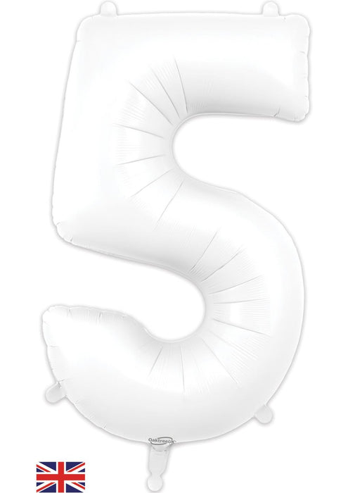 Number 5 White Foil Balloon