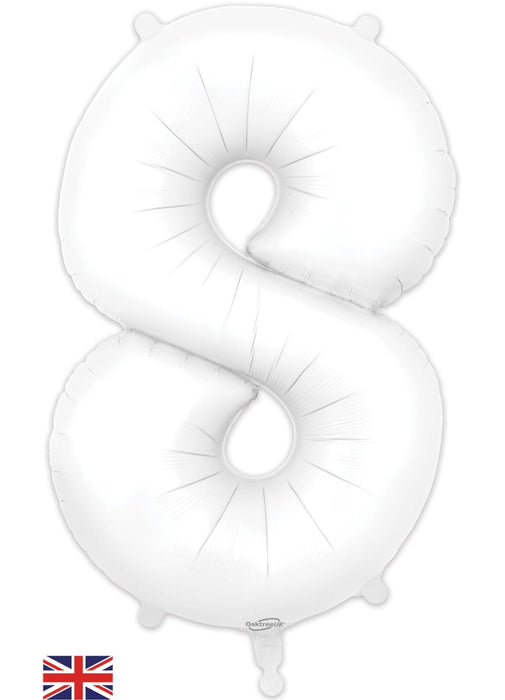 Number 8 White Foil Balloon