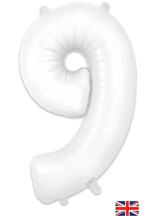 Number 9 White Foil Balloon