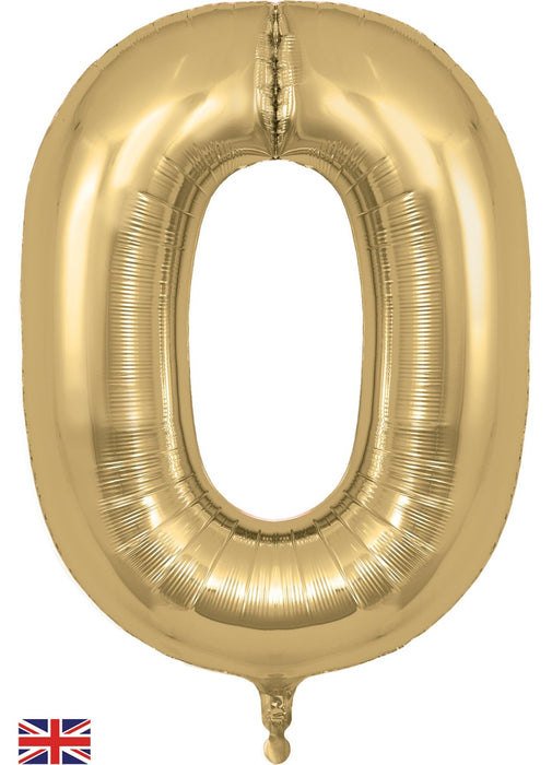 Number 0 Gold Silk Foil Balloon