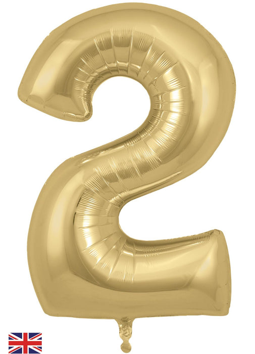Number 2 Gold Silk Foil Balloon