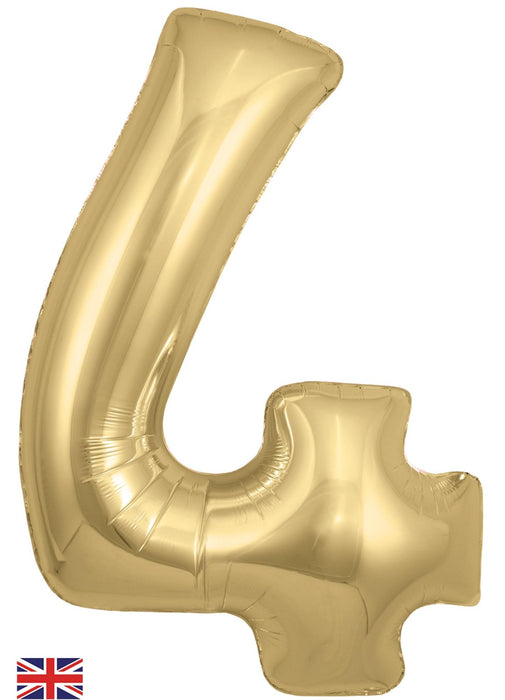 Number 4 Gold Silk Foil Balloon