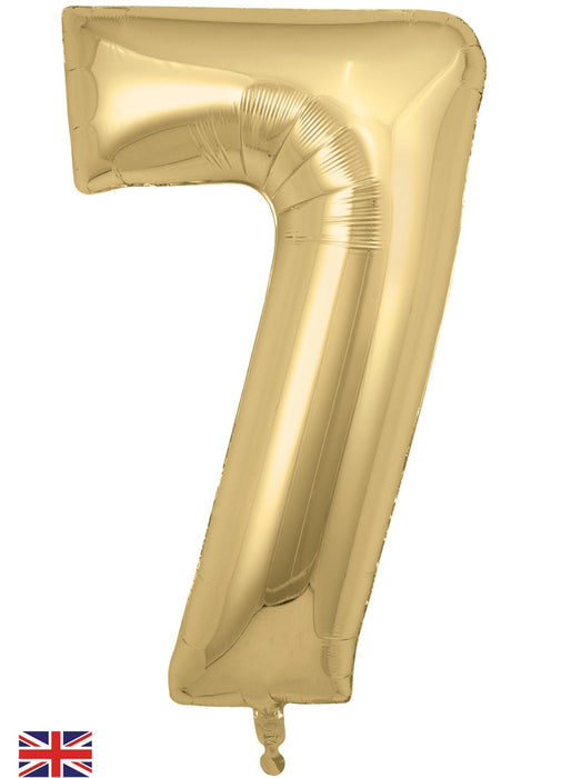 Number 7 Gold Silk Foil Balloon