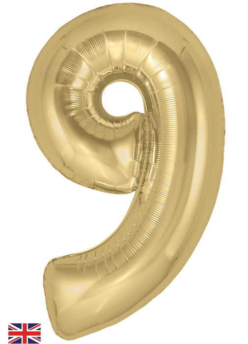 Number 9 Gold Silk Foil Balloon