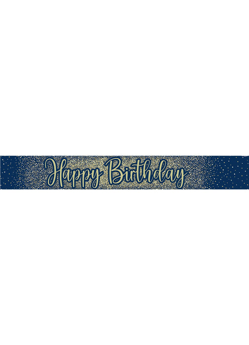 Happy Birthday Navy Gold Banner