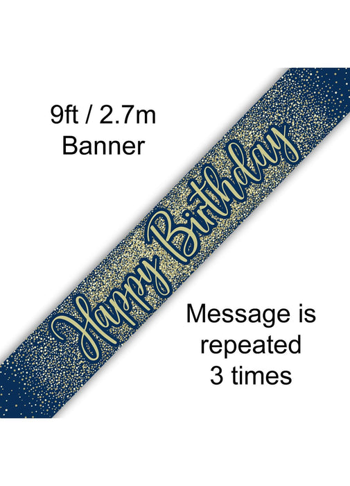Happy Birthday Navy Gold Banner