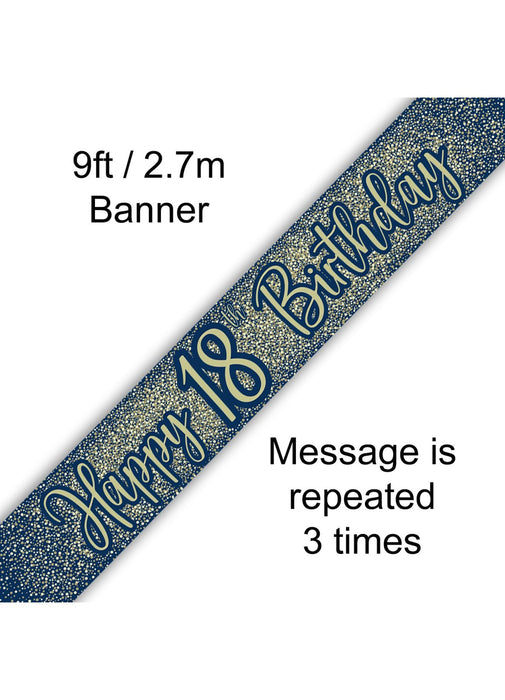 18th Birthday Navy Gold Banner