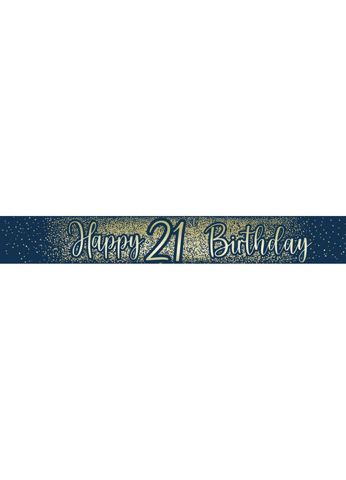 21st Birthday Navy Gold Banner
