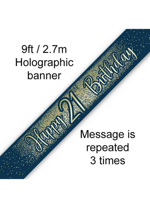 21st Birthday Navy Gold Banner