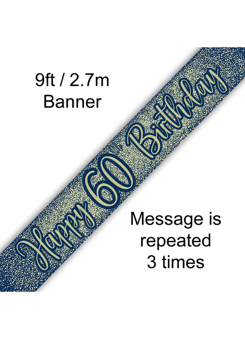60th Birthday Navy Gold Banner