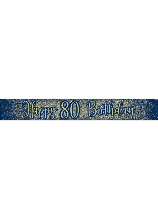80th Birthday Navy Gold Banner