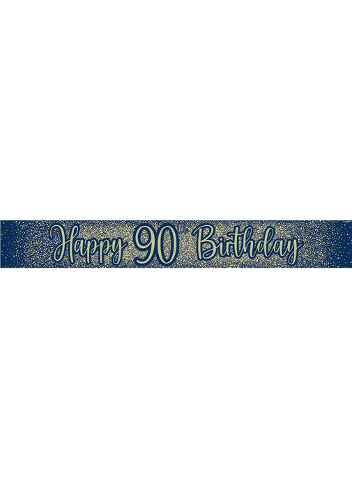 90th Birthday Navy Gold Banner