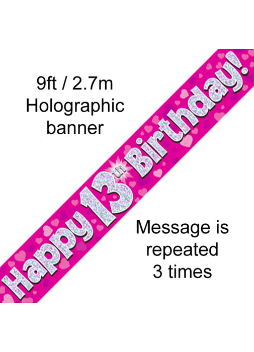 Happy 13th Birthday Pink Foil Banner