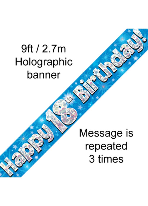 Happy 18th Birthday Blue Foil Banner