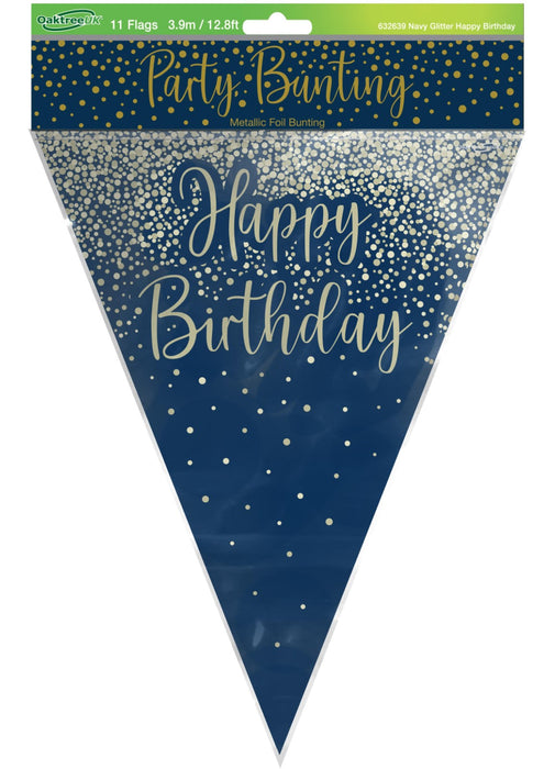 Happy Birthday Navy Gold Bunting