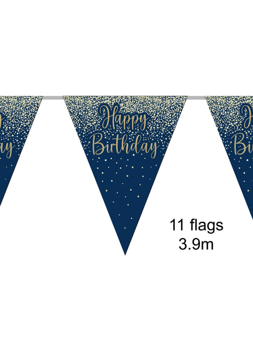 Happy Birthday Navy Gold Bunting