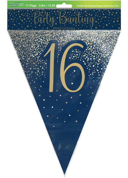 16th Birthday Navy Gold Bunting