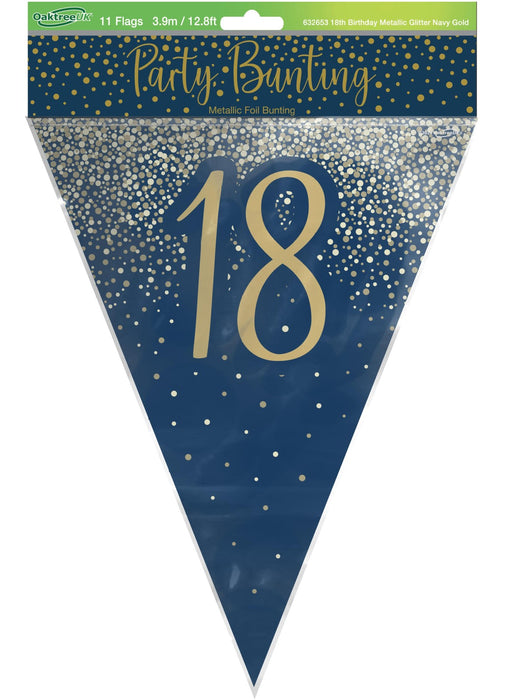 18th Birthday Navy Gold Bunting