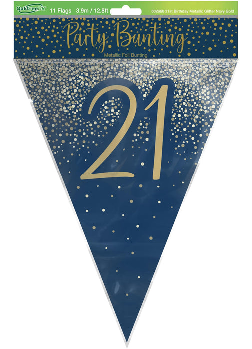 21st Birthday Navy Gold Bunting