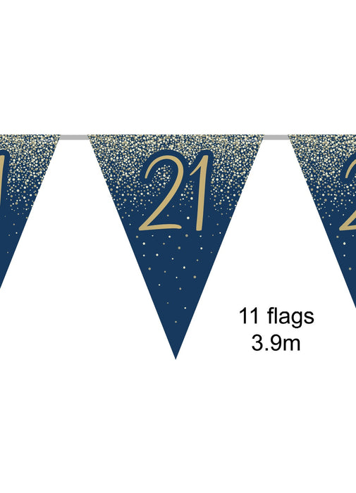 21st Birthday Navy Gold Bunting