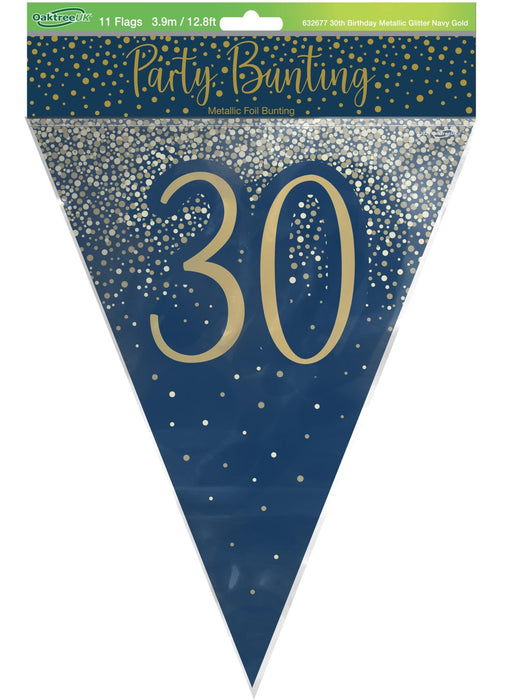 30th Birthday Navy Gold Bunting