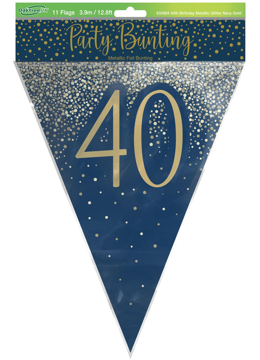 40th Birthday Navy Gold Bunting