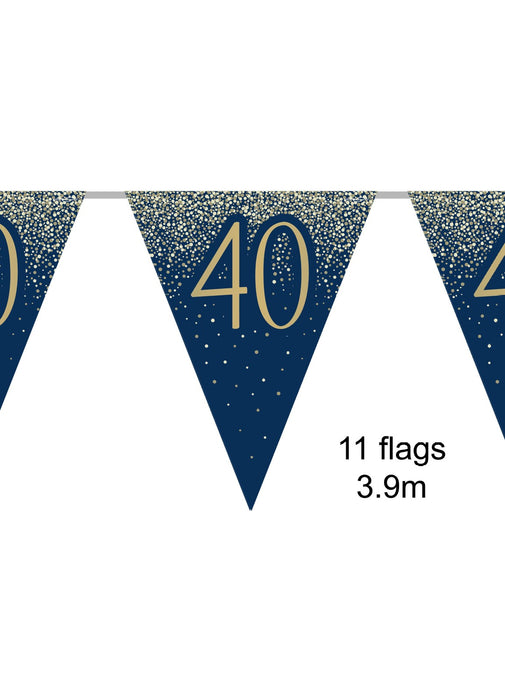 40th Birthday Navy Gold Bunting