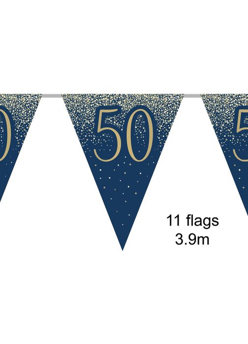 50th Birthday Navy Gold Bunting