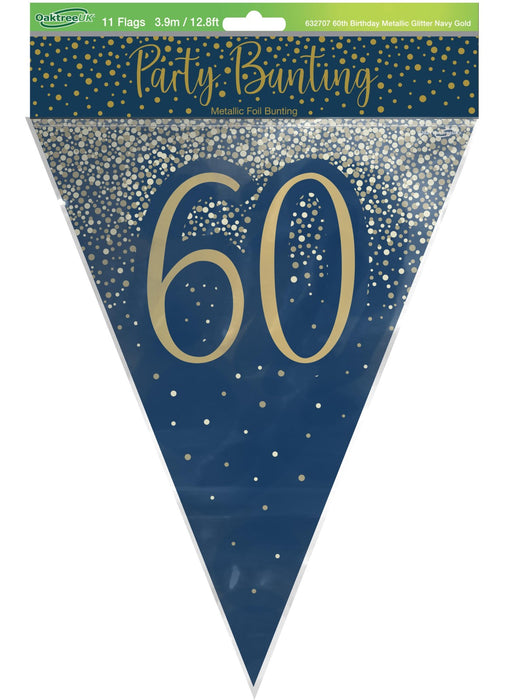 60th Birthday Navy Gold Bunting
