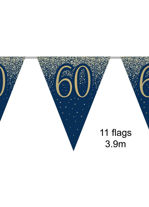 60th Birthday Navy Gold Bunting