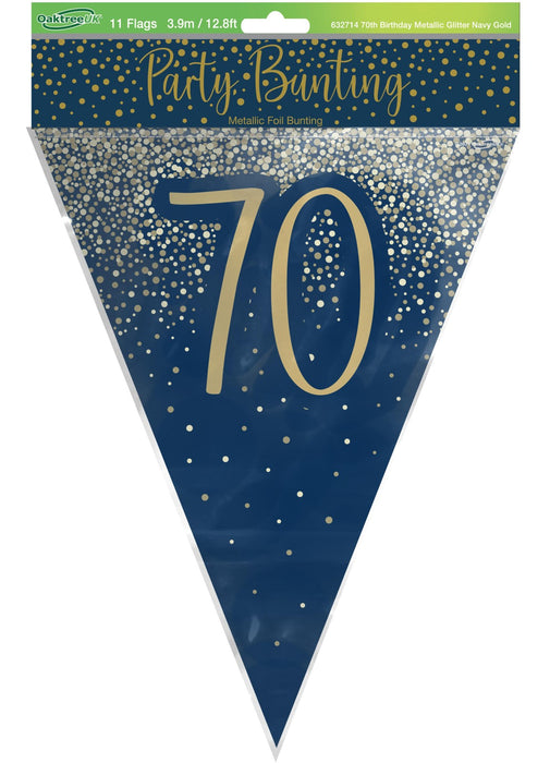 70th Birthday Navy Gold Bunting