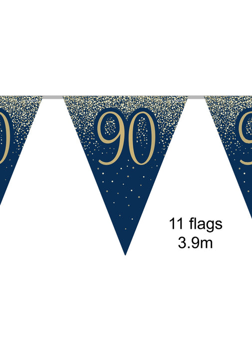 90th Birthday Navy Gold Bunting