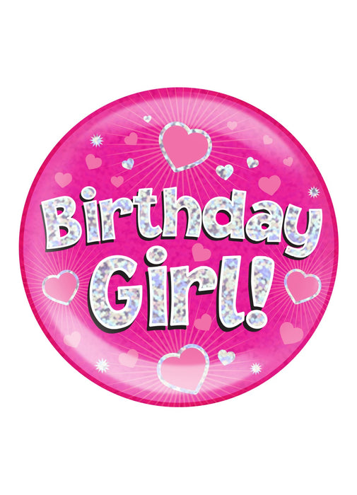 Pink Birthday Girl Jumbo Badge