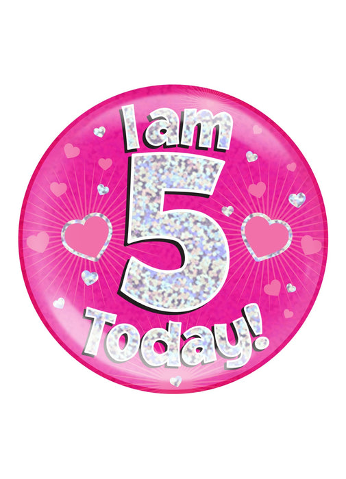 Pink 5th Birthday Jumbo Badge