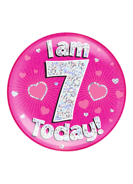 Pink 7th Birthday Jumbo Badge