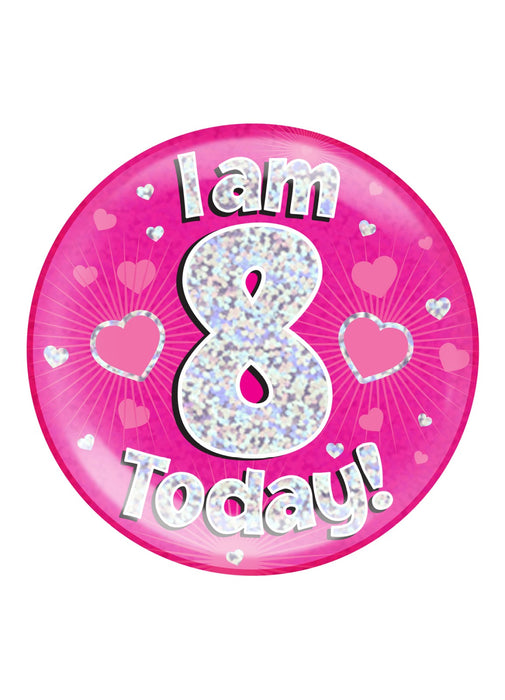 Pink 8th Birthday Jumbo Badge