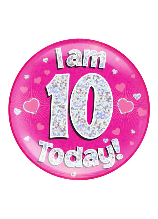 Pink 10th Birthday Jumbo Badge