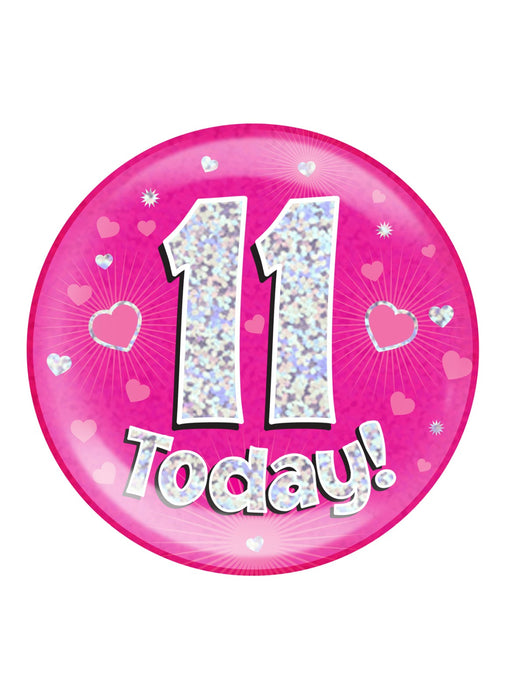 Pink 11th Birthday Jumbo Badge