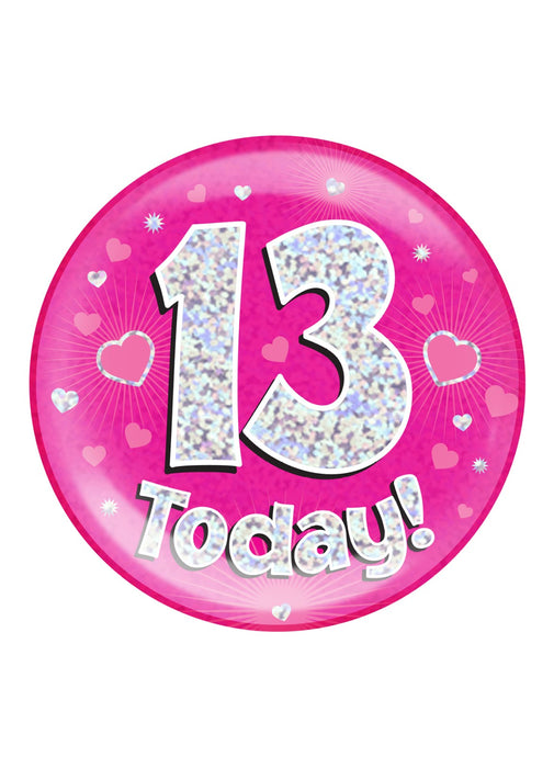 Pink 13th Birthday Jumbo Badge
