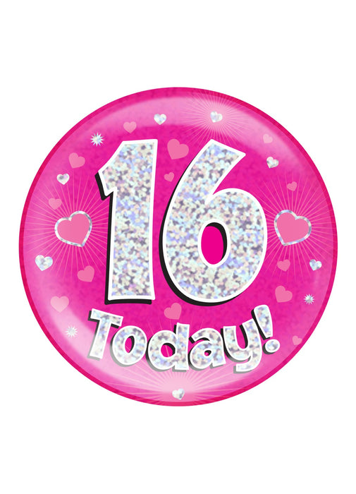 Pink 16th Birthday Jumbo Badge