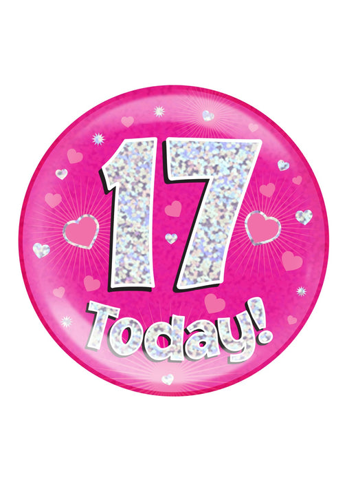 Pink 17th Birthday Jumbo Badge