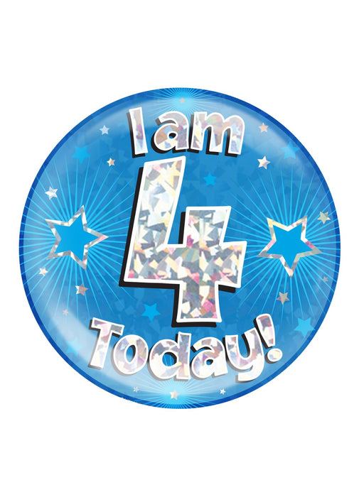 Blue 4th Birthday Jumbo Badge
