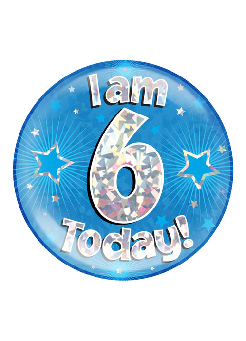 Blue 6th Birthday Jumbo Badge