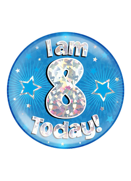 Blue 8th Birthday Jumbo Badge