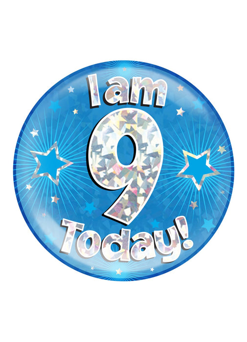 Blue 9th Birthday Jumbo Badge