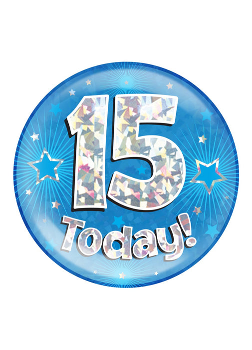 Blue 15th Birthday Jumbo Badge